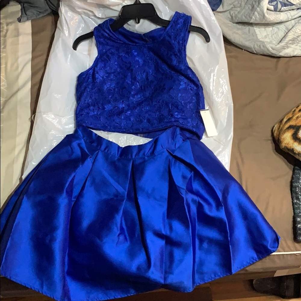 2pc Lace/ Arca dress color royal blue